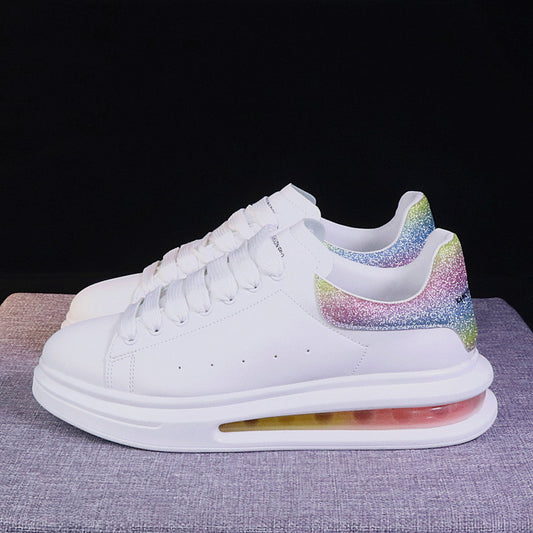 White Various Colors Bubble Sole Trendy Low Top Sneakers w/ Air Cushion See Thru Soles