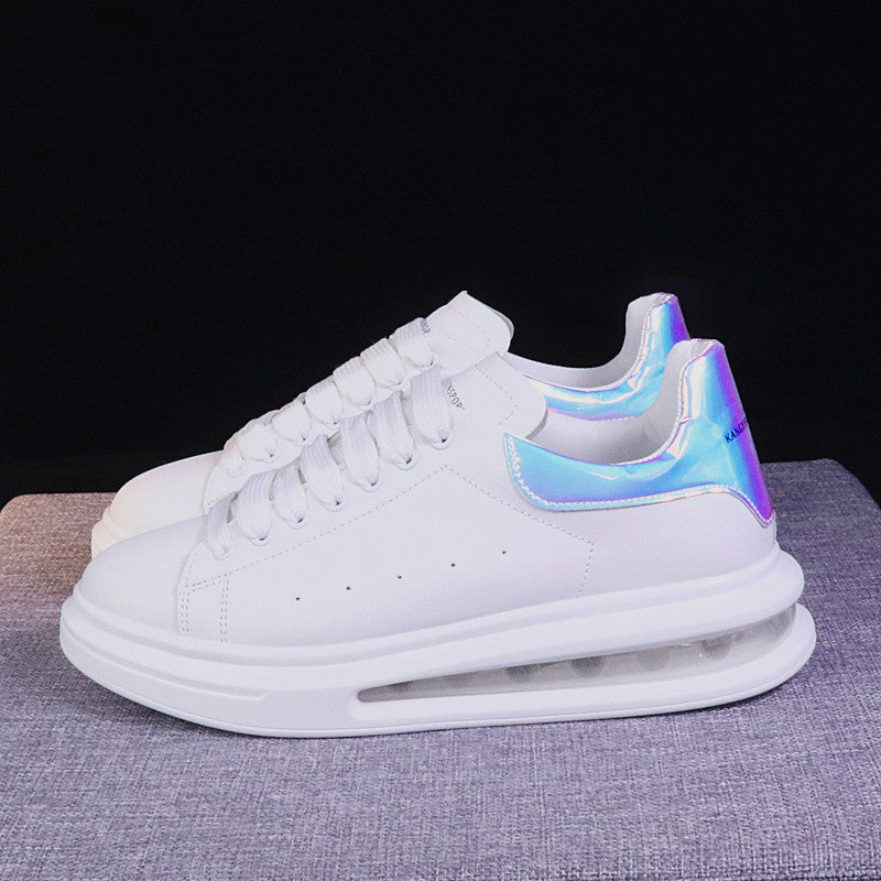 White Various Colors Bubble Sole Trendy Low Top Sneakers w/ Air Cushion See Thru Soles