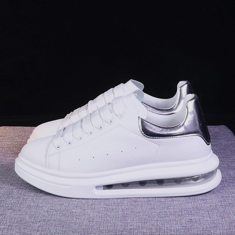 White Various Colors Bubble Sole Trendy Low Top Sneakers w/ Air Cushion See Thru Soles