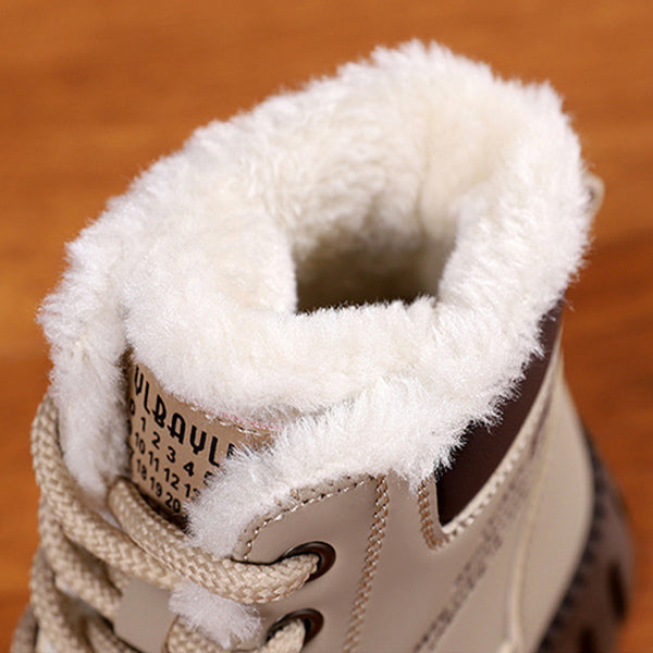 Lace-up Snow Boots Winter Warm Fleece Flat Shoes For Women Fashion Casual Plush Ankle Boot