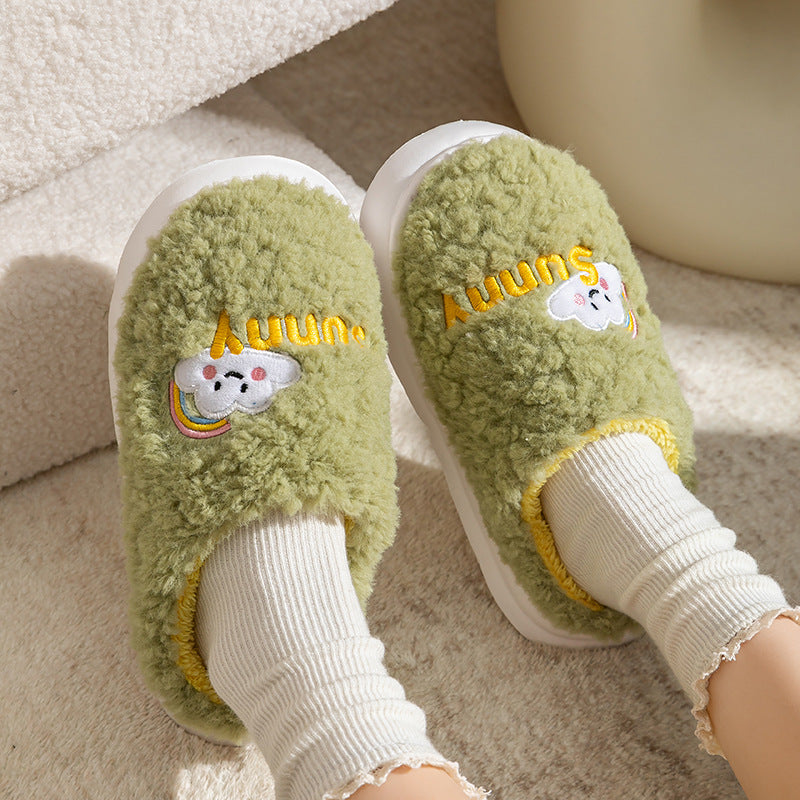 Cute Cartoon Cloud Slippers Thick Soles Home Slippers Soft Slide On Shoes Women Men Couples