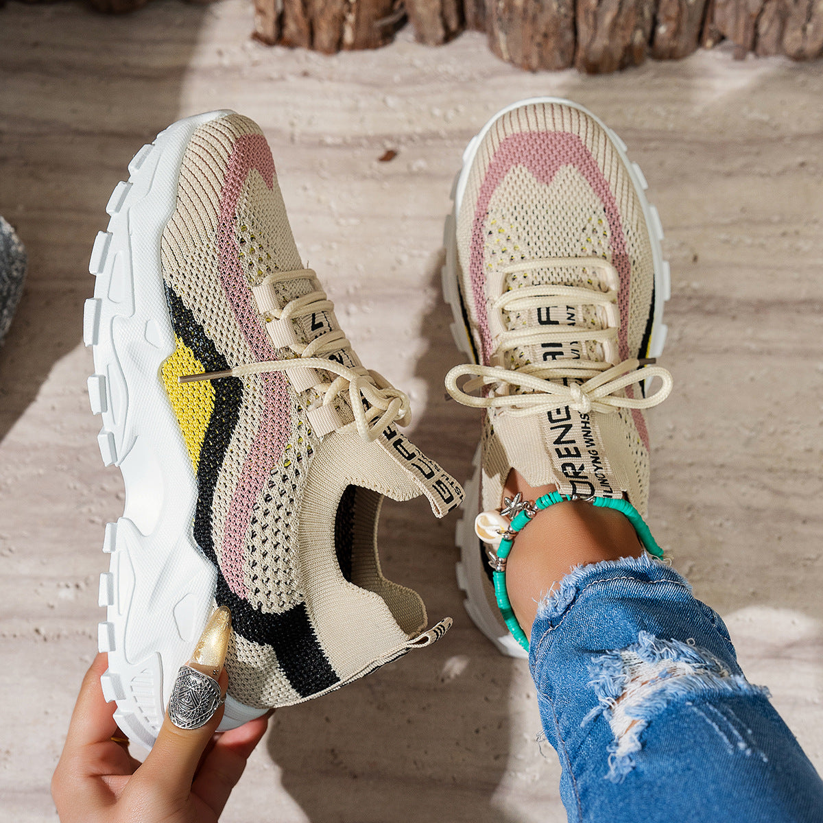 Thick Chunky Sole Stylish, Lightweight Soft Bottom Sports Women's Casual Sneakers