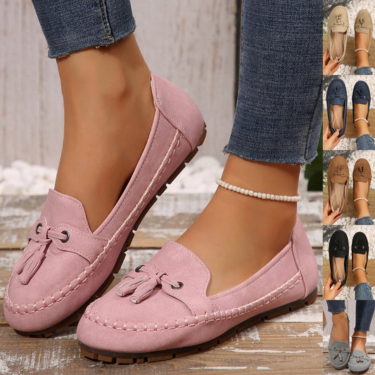 Women's Round Head Loafers Moccasins Fashion Non-slip Soft Comfortable Flats Shoes