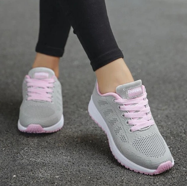 Women Lace Up Sports Sneakers Light-Weight Comfy Shoes