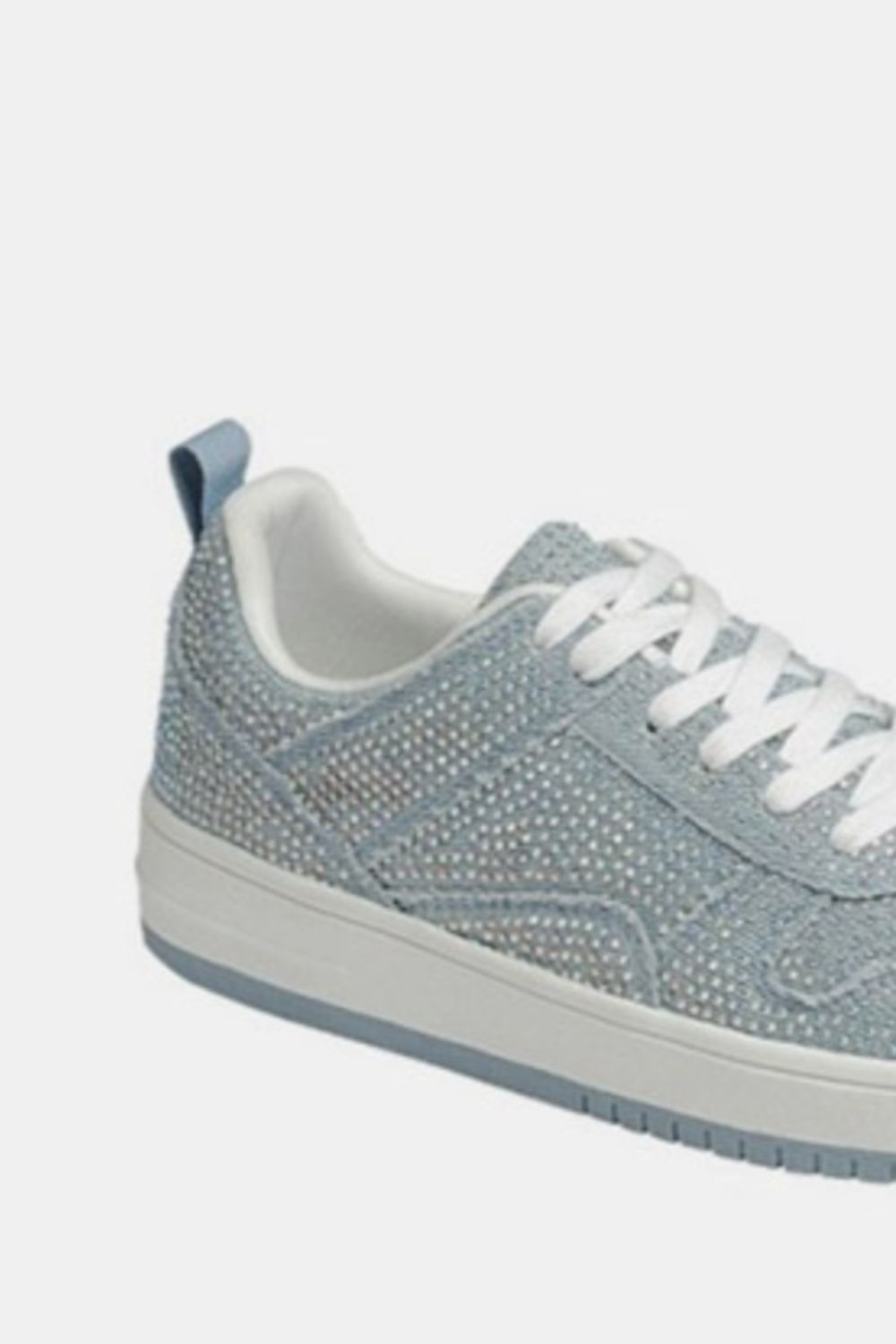 Forever Link Rhinestone Bedazzled Platform Flat Blue Denim Jean Sneakers