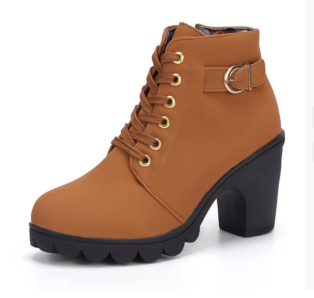 Fashoin Leopard Print Ankle Square Heel Faux Suede Lace-up Zip Boots Women Casual Versatile Shoes Autumn And Winter