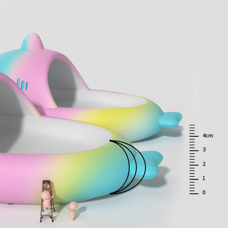 Gradient Rainbow Shark Slippers Women's Summer Indoor Outdoor Slide On Sandals