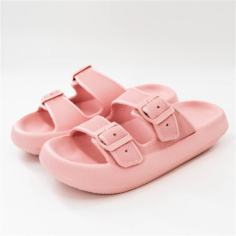 Summer Women Outdoor Indoor Thick-soled Eva Double Buckle Sandals Slippers