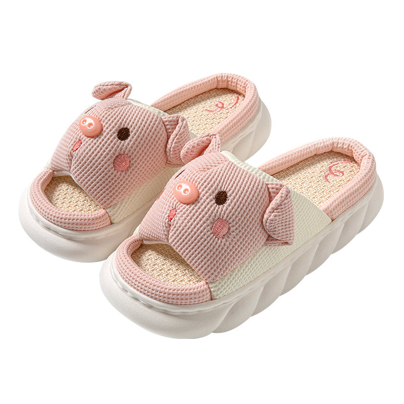Cute Piggy Slippers Open Toe Soft Women Men Cartoon Pig House Shoes Slide On Shoes Sandals