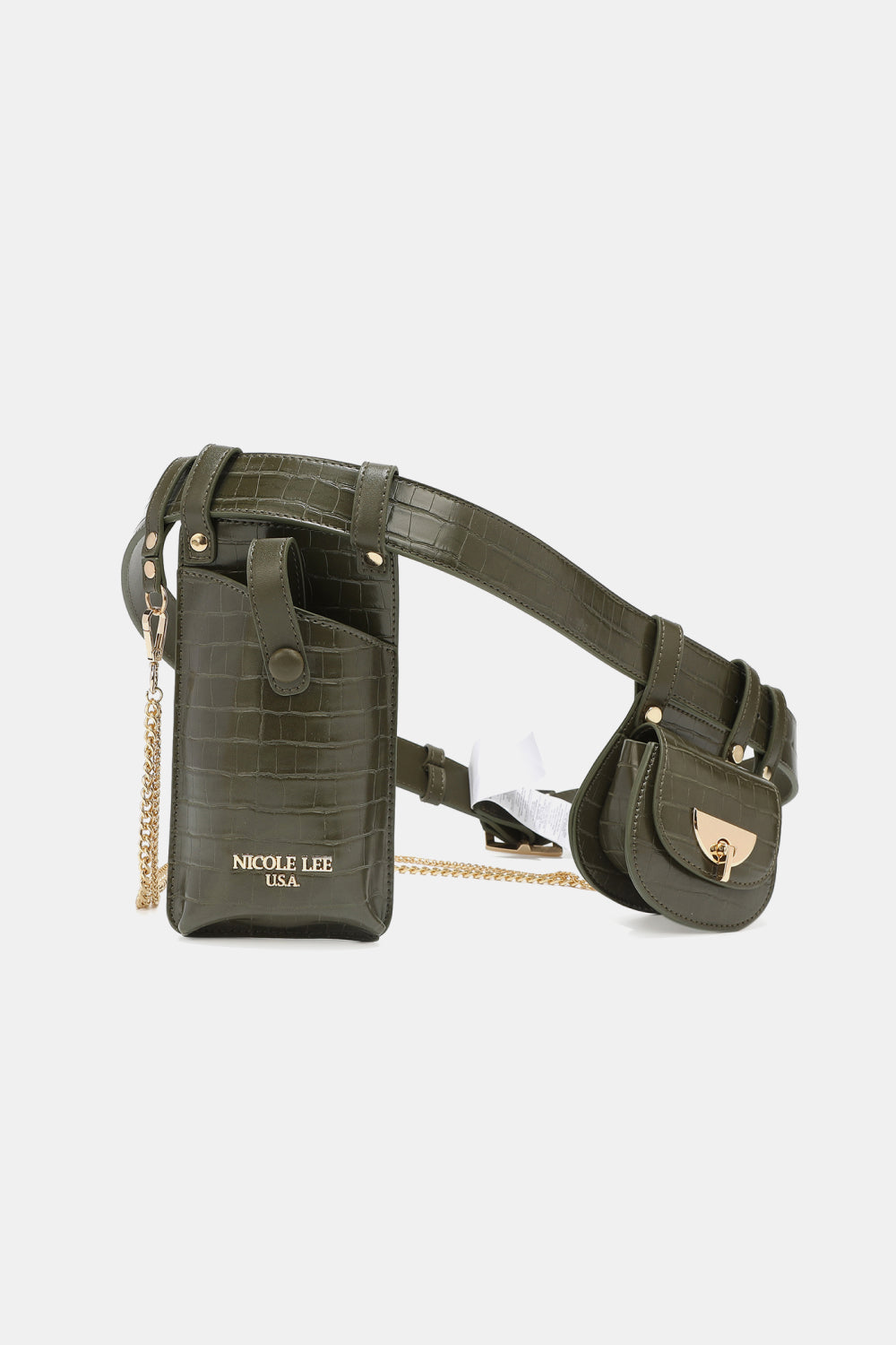 Nicole Lee USA Phone Case Vegan Leather Cell Phone Case & Pouch Aurelia Waist Belt Various Colors, Black, Red, Olive, Chestnut