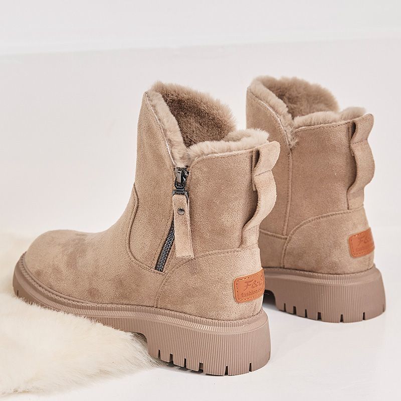Plush Warm Ankle Boots Faux Leather And Faux Fur Integrated Winter Fall Women's Boots