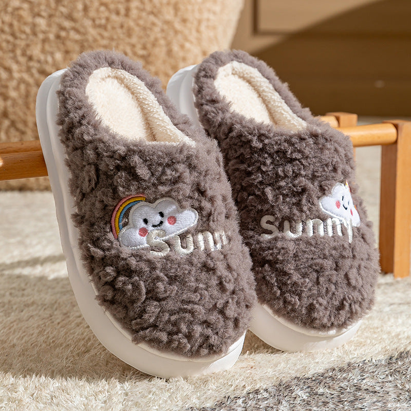 Cute Cartoon Cloud Slippers Thick Soles Home Slippers Soft Slide On Shoes Women Men Couples