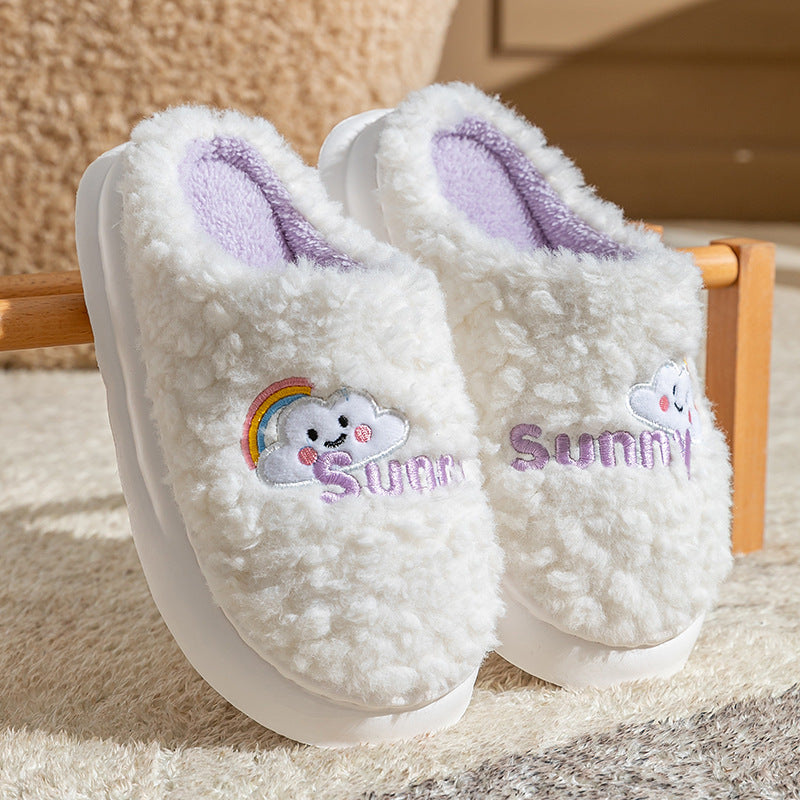 Cute Cartoon Cloud Slippers Thick Soles Home Slippers Soft Slide On Shoes Women Men Couples
