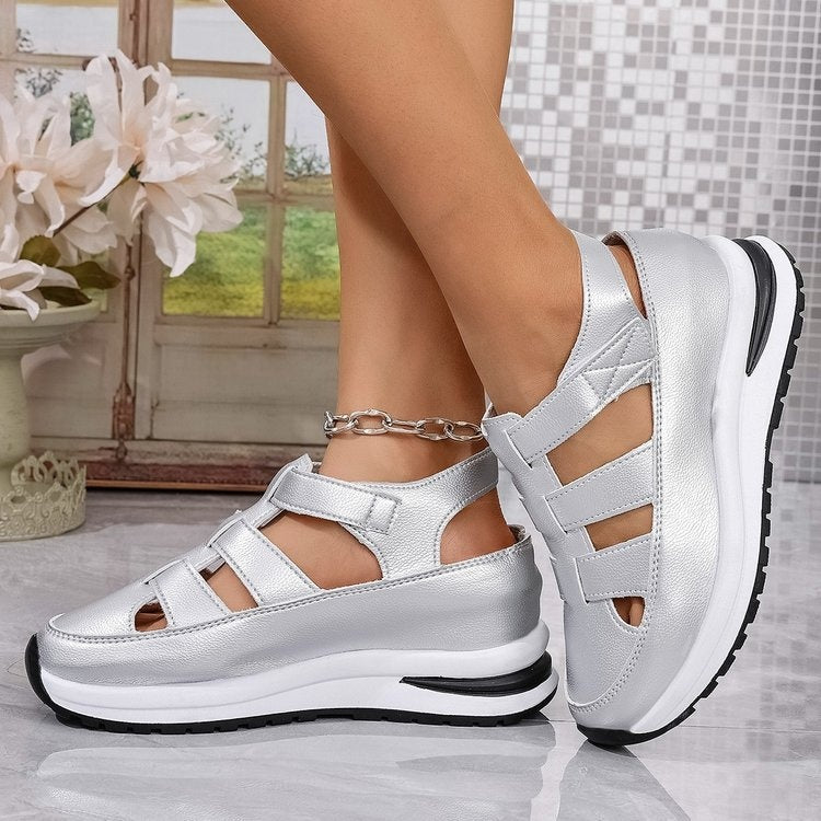 Low Top Baotou Hollow Women's Cutout Sneakers Breathable Shoes Thick Soles