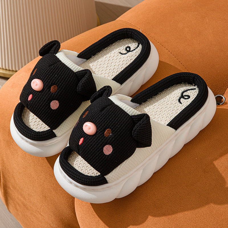 Cute Piggy Slippers Open Toe Soft Women Men Cartoon Pig House Shoes Slide On Shoes Sandals