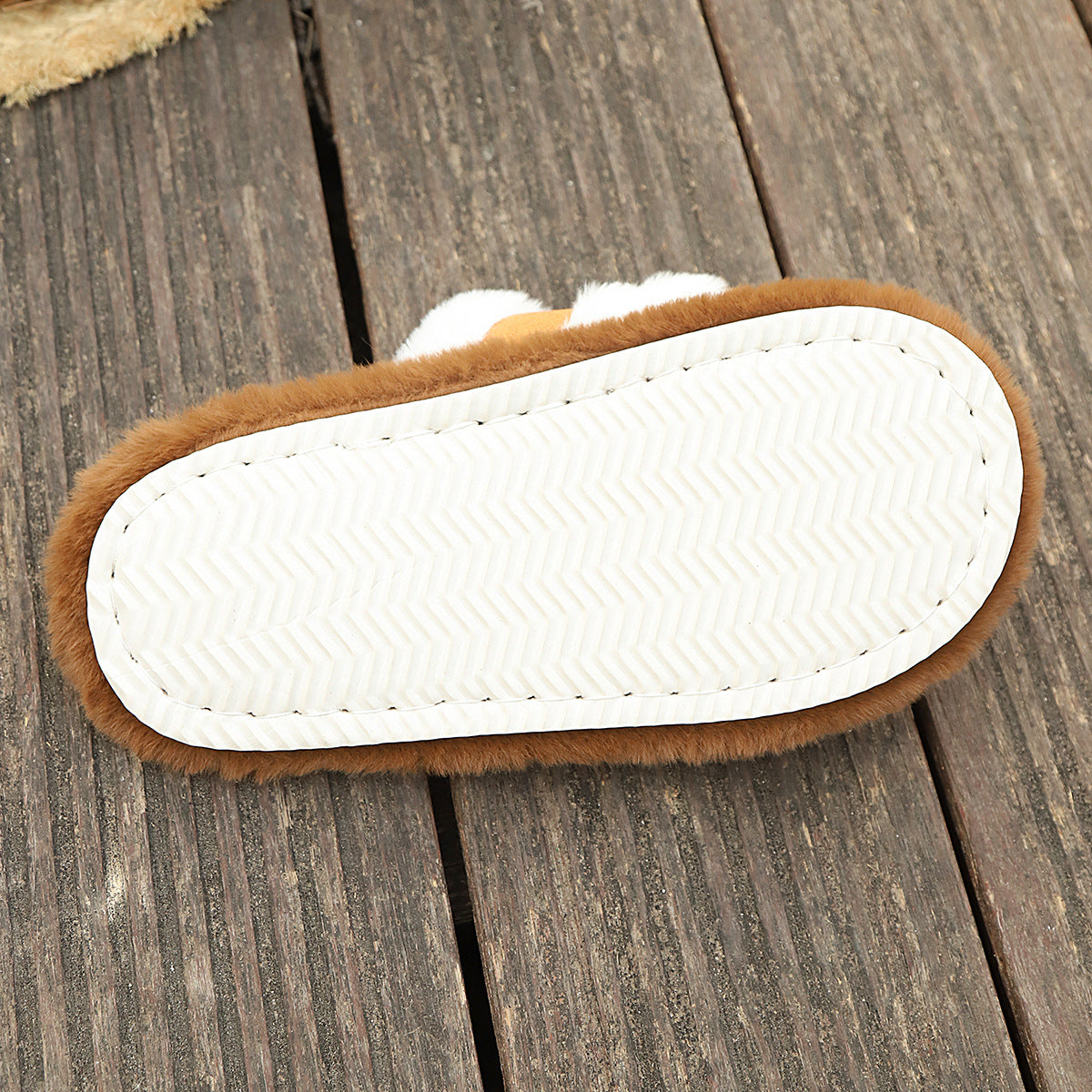 Fluffy Faux Fur Slippers Cross Strap Stitching Warm Casual Platform Slippers