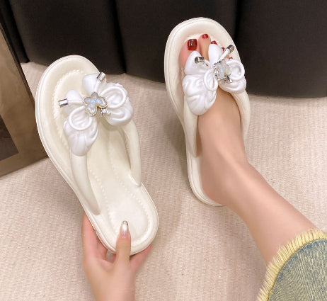 EVA Non-slip Rose Butterfly Designed Women's Outdoor Slippers Flip Flops