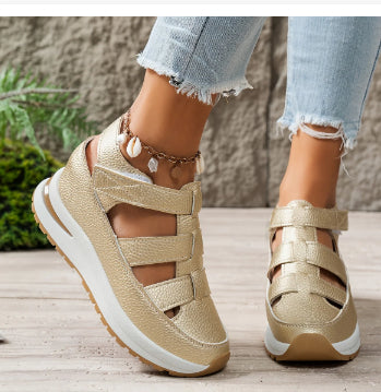 Low Top Baotou Hollow Women's Cutout Sneakers Breathable Shoes Thick Soles