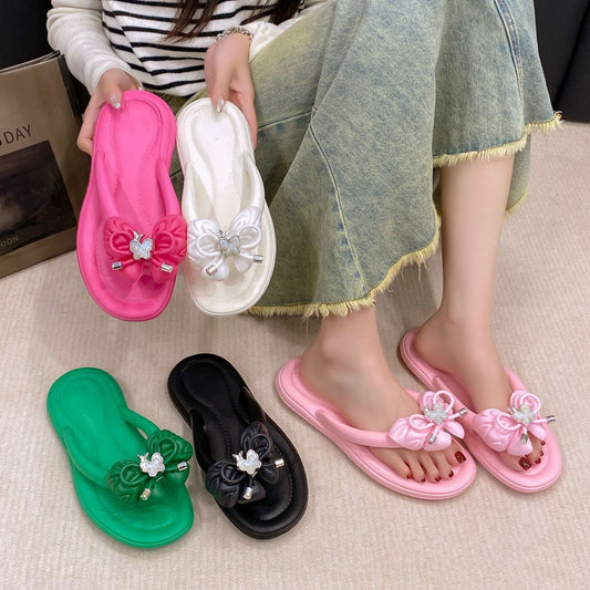 EVA Non-slip Rose Butterfly Designed Women's Outdoor Slippers Flip Flops