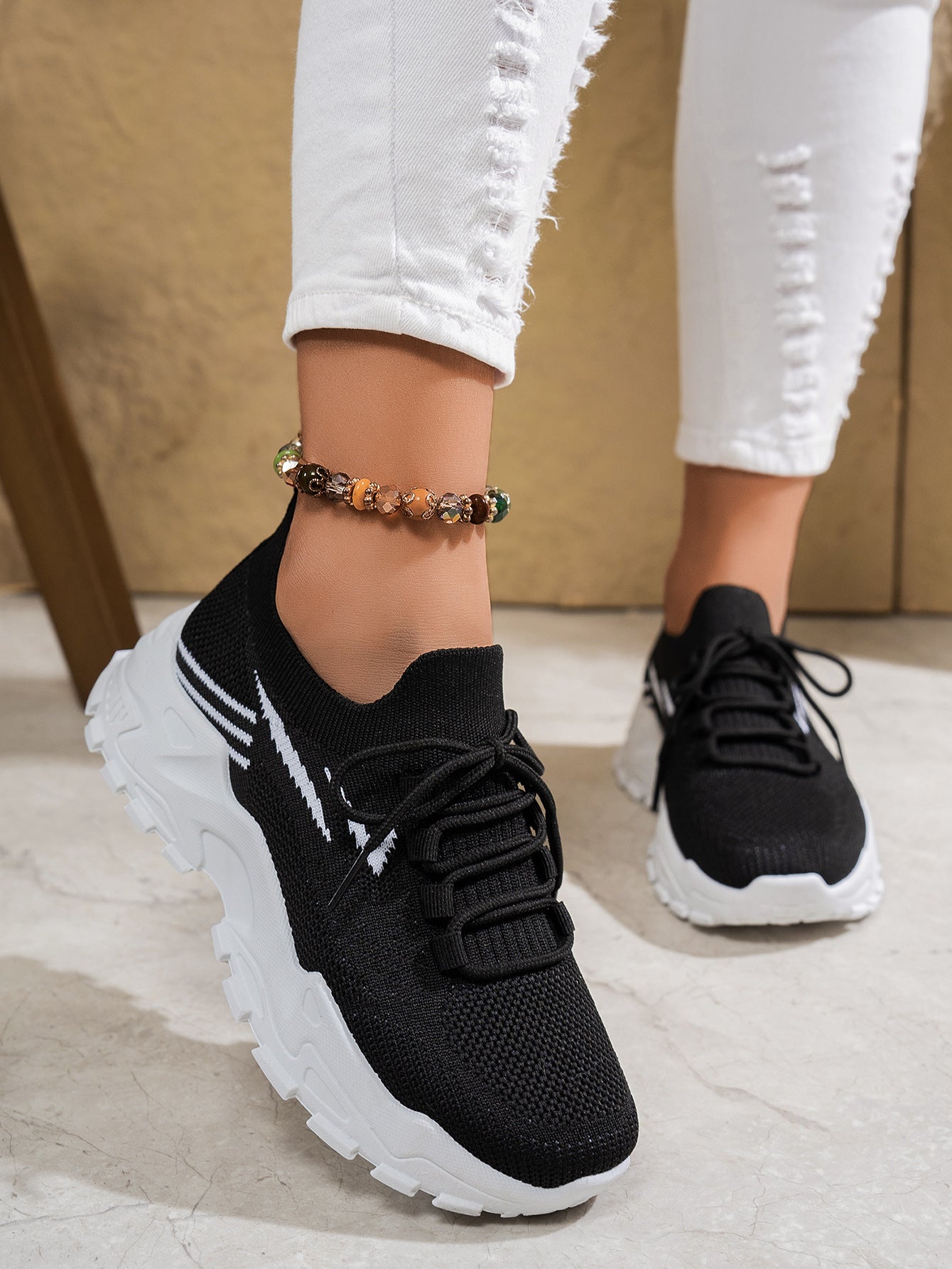 Women's Casual Stylish And Lightweight Soft Bottom Sports Sneakers Chunky Sole Shoes