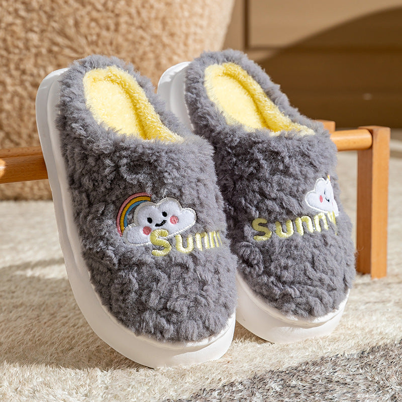 Cute Cartoon Cloud Slippers Thick Soles Home Slippers Soft Slide On Shoes Women Men Couples