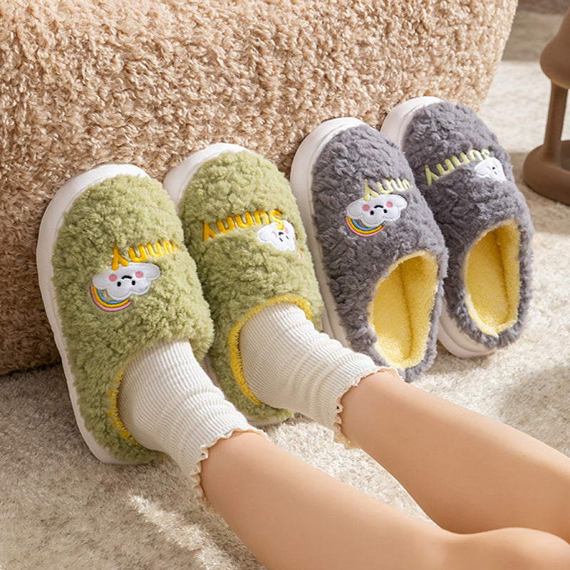 Cute Cartoon Cloud Slippers Thick Soles Home Slippers Soft Slide On Shoes Women Men Couples