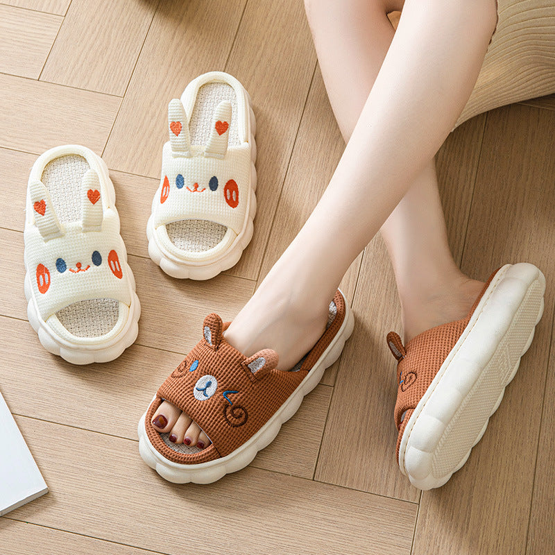 Cutest Rabbit or Bear Style Open Toe Slide On Flat Slippers