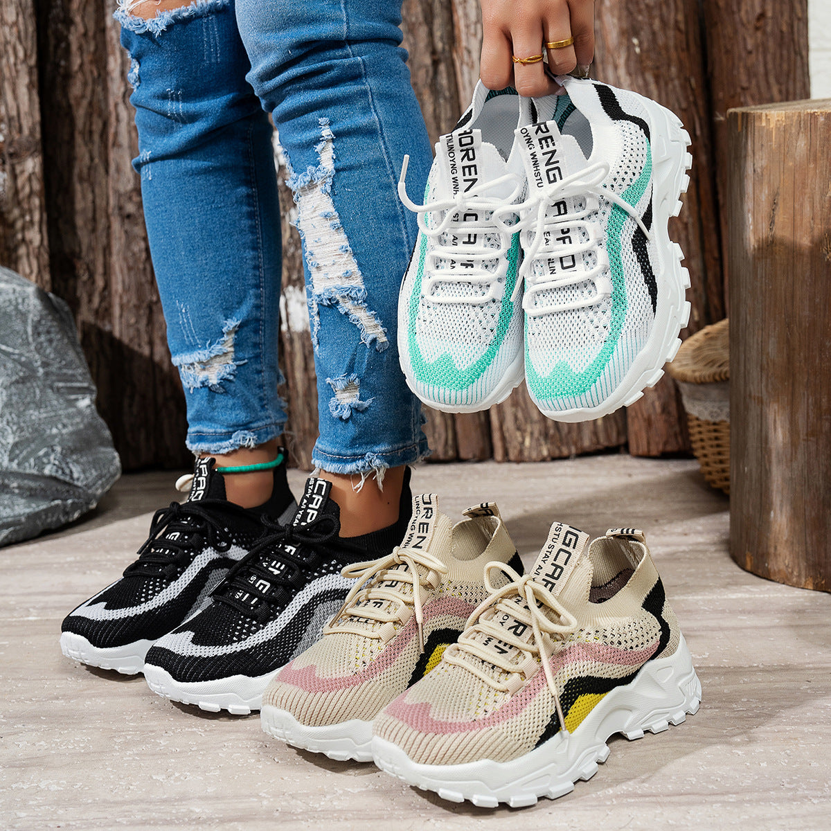 Thick Chunky Sole Stylish, Lightweight Soft Bottom Sports Women's Casual Sneakers