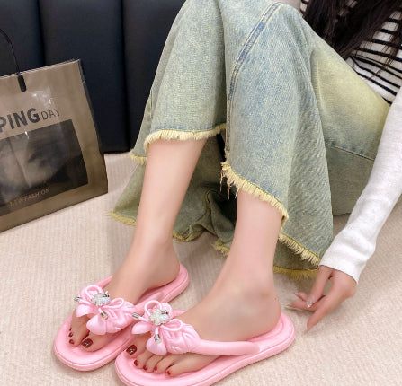 EVA Non-slip Rose Butterfly Designed Women's Outdoor Slippers Flip Flops