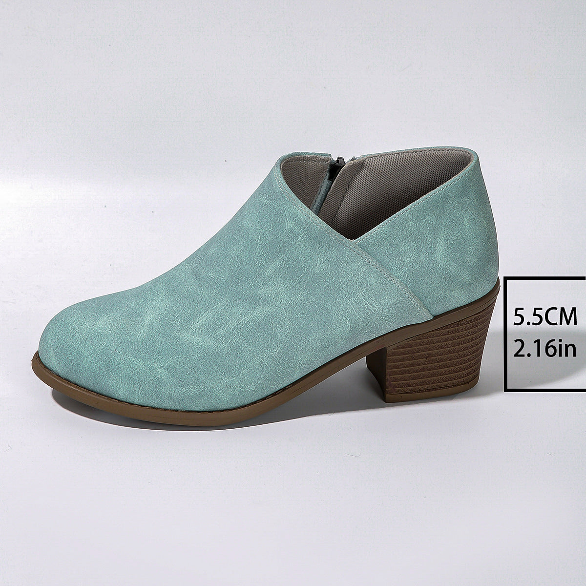 Chunky Heel Ankle Boots With Side Zipper Design Fashion Fall Winter Booties For Women Shoes