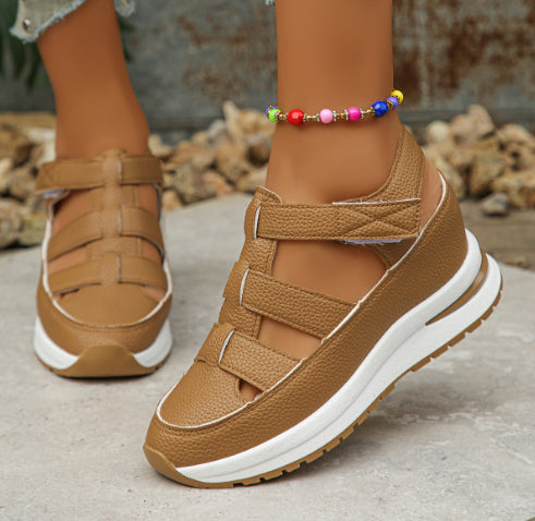 Low Top Baotou Hollow Women's Cutout Sneakers Breathable Shoes Thick Soles